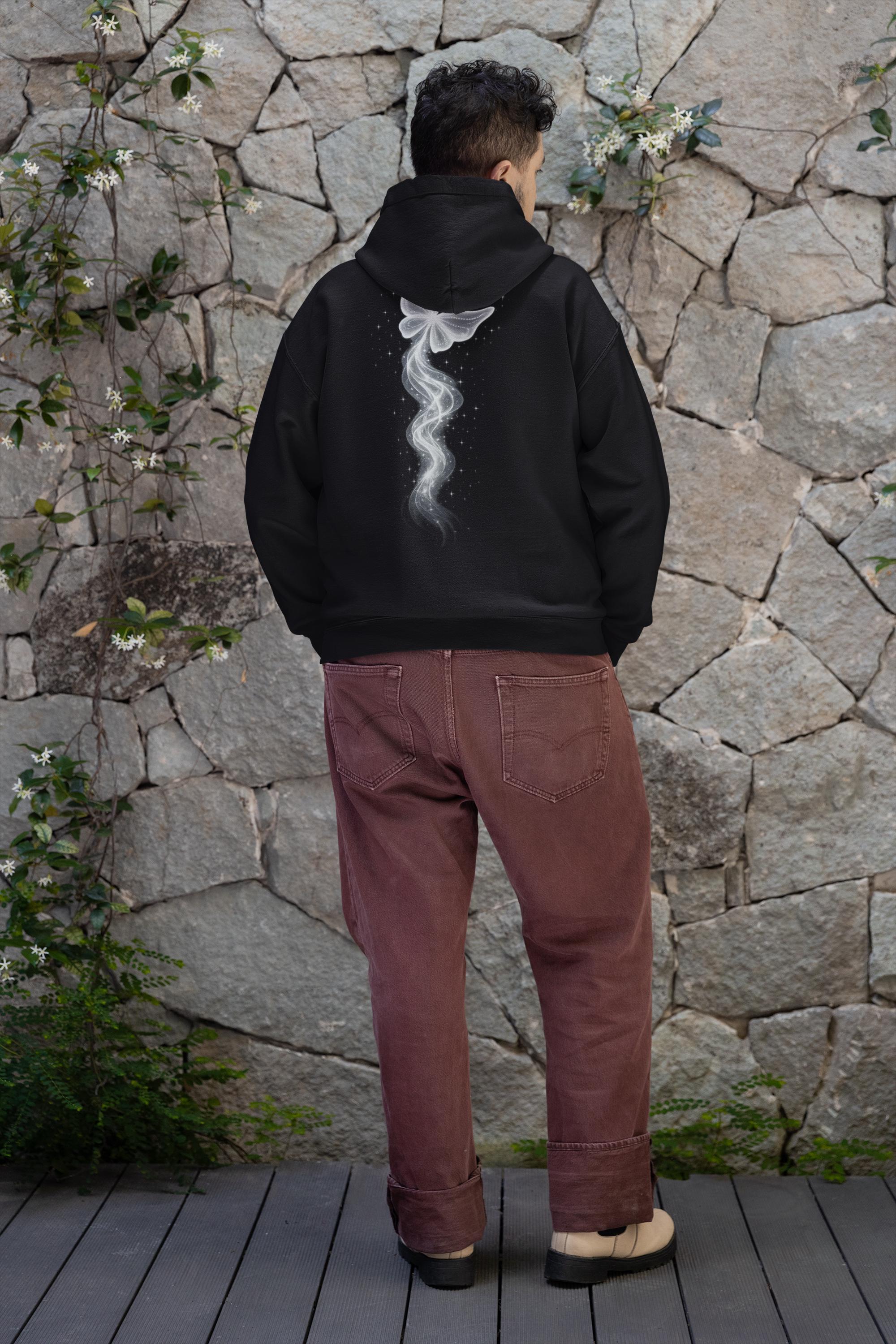Ethereal Butterfly Hoodie Minimal Spiritual Back Print Hoodie for Unisex