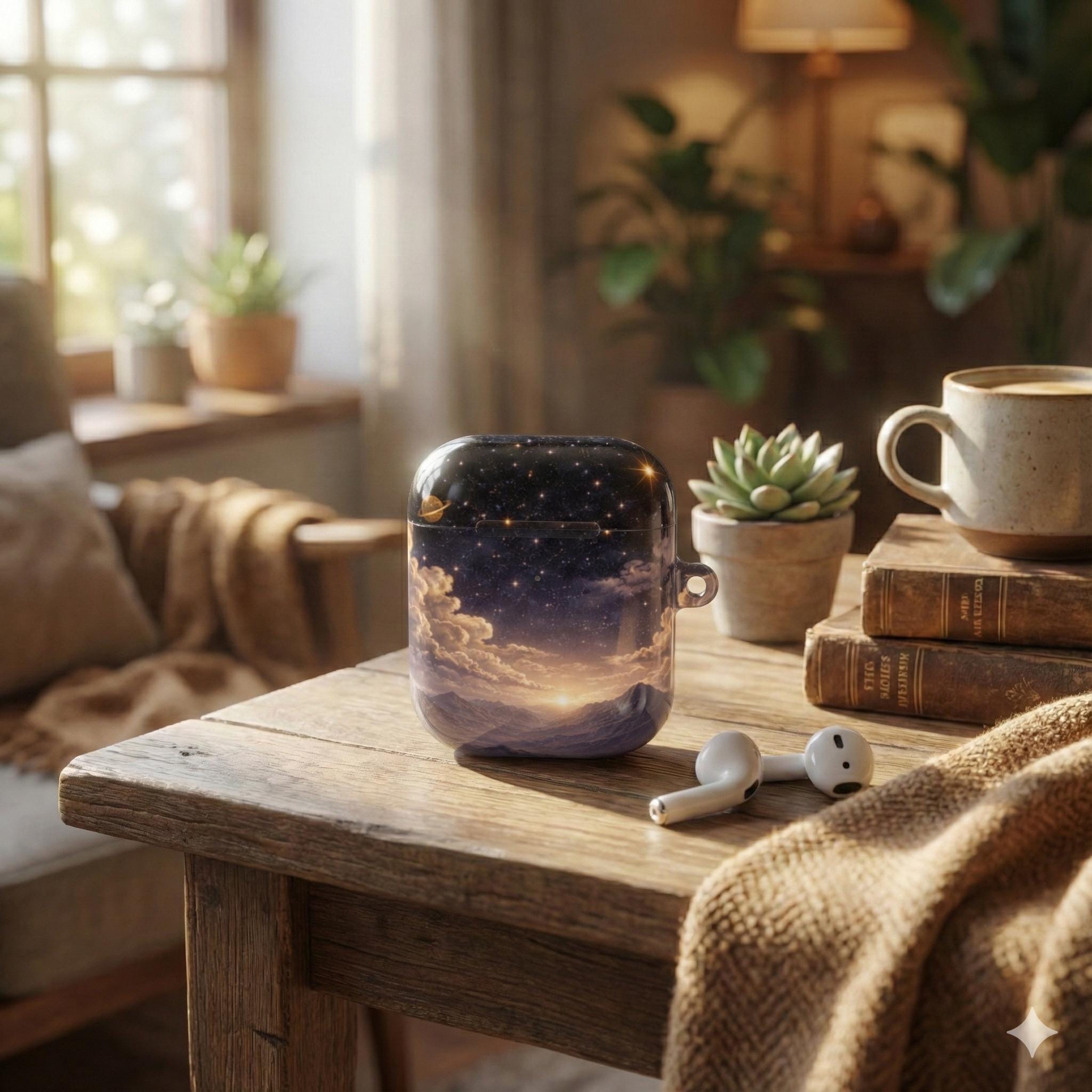 Celestial Night AirPods Case Starry Sky Mountain Landscape Design