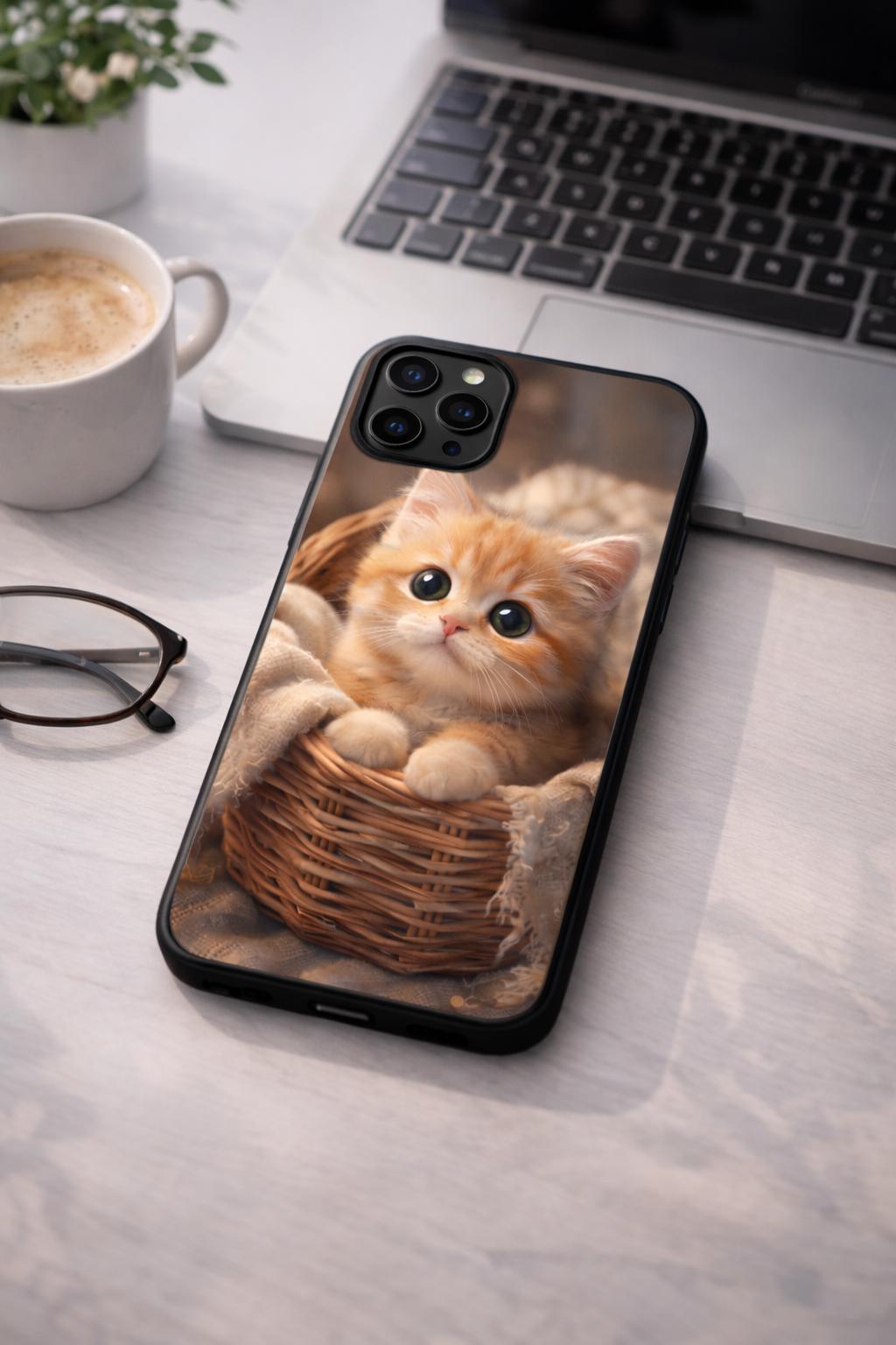 Ginger Kitten Phone Case Design – Cat in Basket (Digital Download