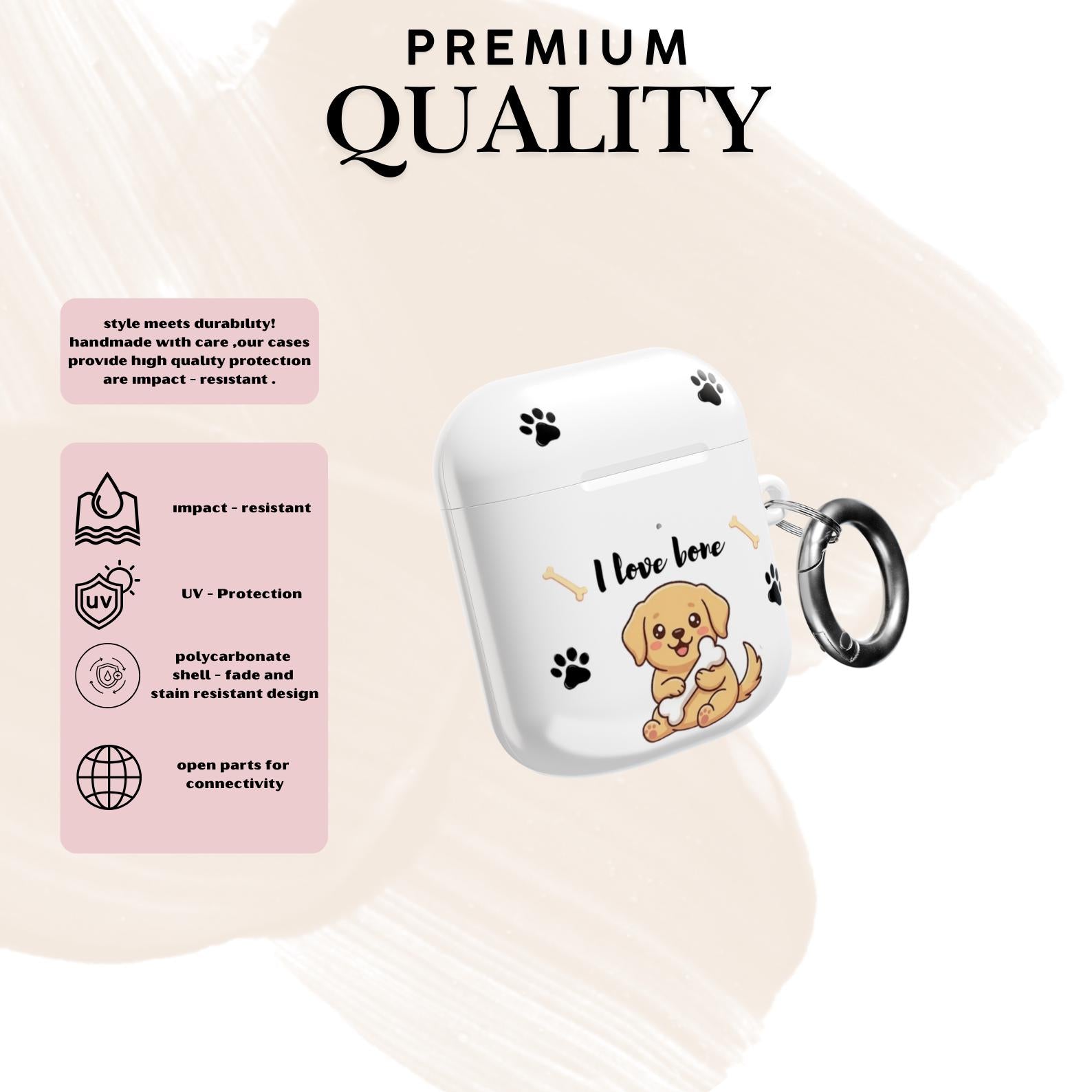 Puppy AirPods Case, Dog Lover Protective Cover with Keychain