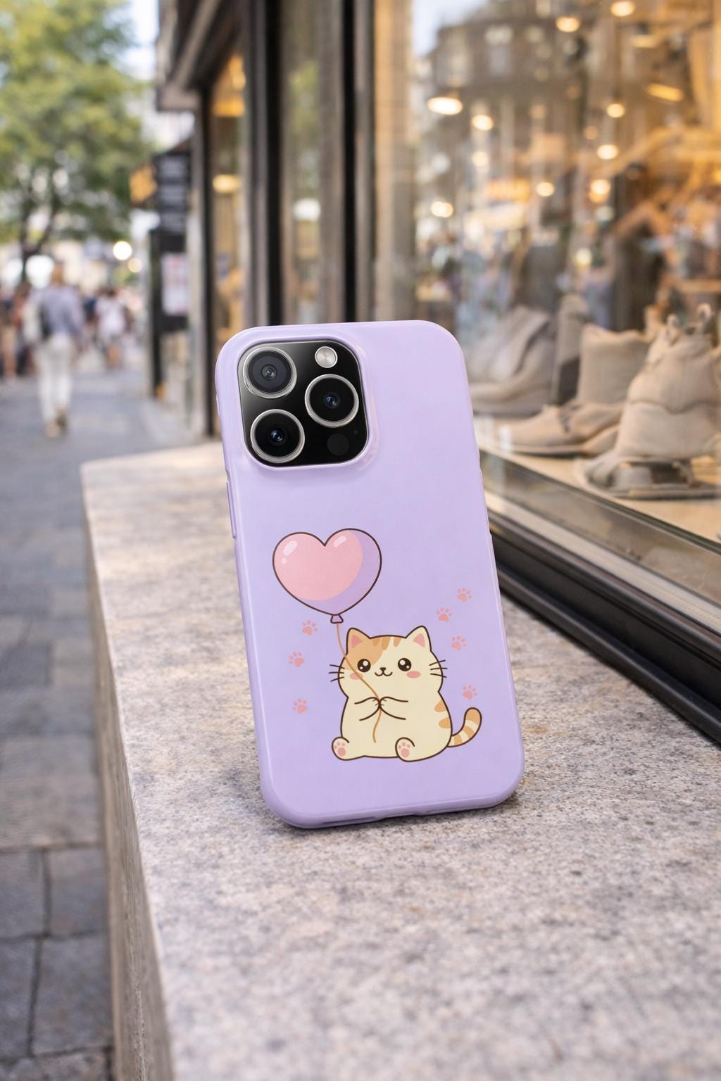 Cat Phone Case Heart Balloon Pet Lover Pastel Design