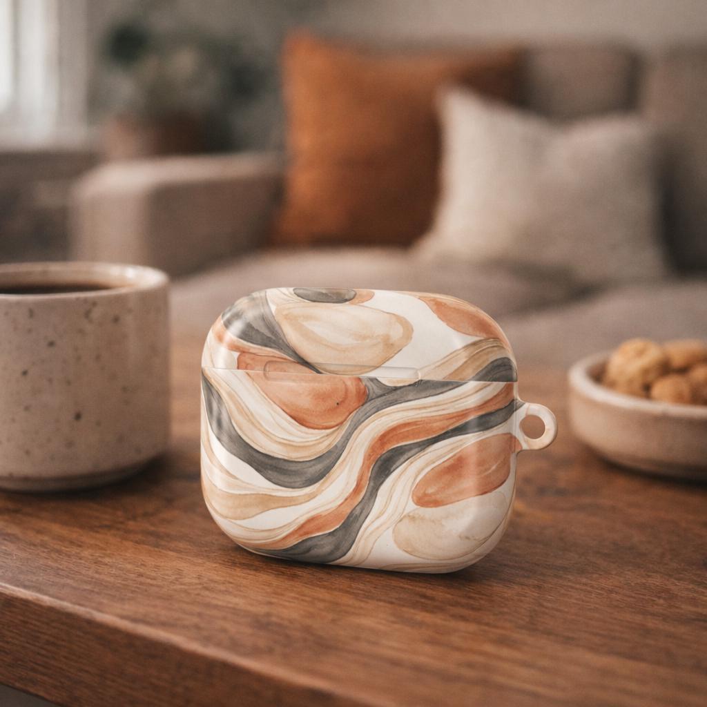 Abstract AirPods Case Neutral Modern Marble Style Cover