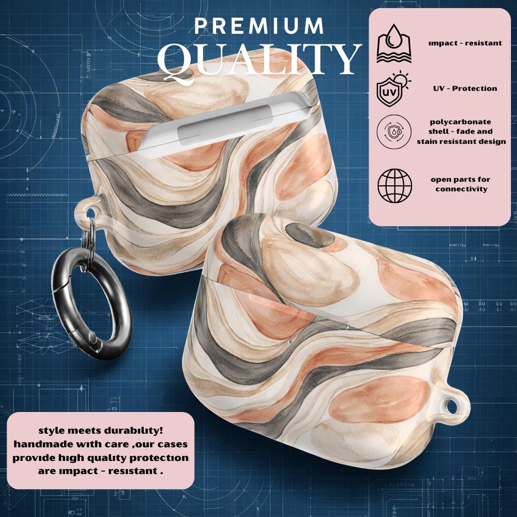Abstract AirPods Case Neutral Modern Marble Style Cover