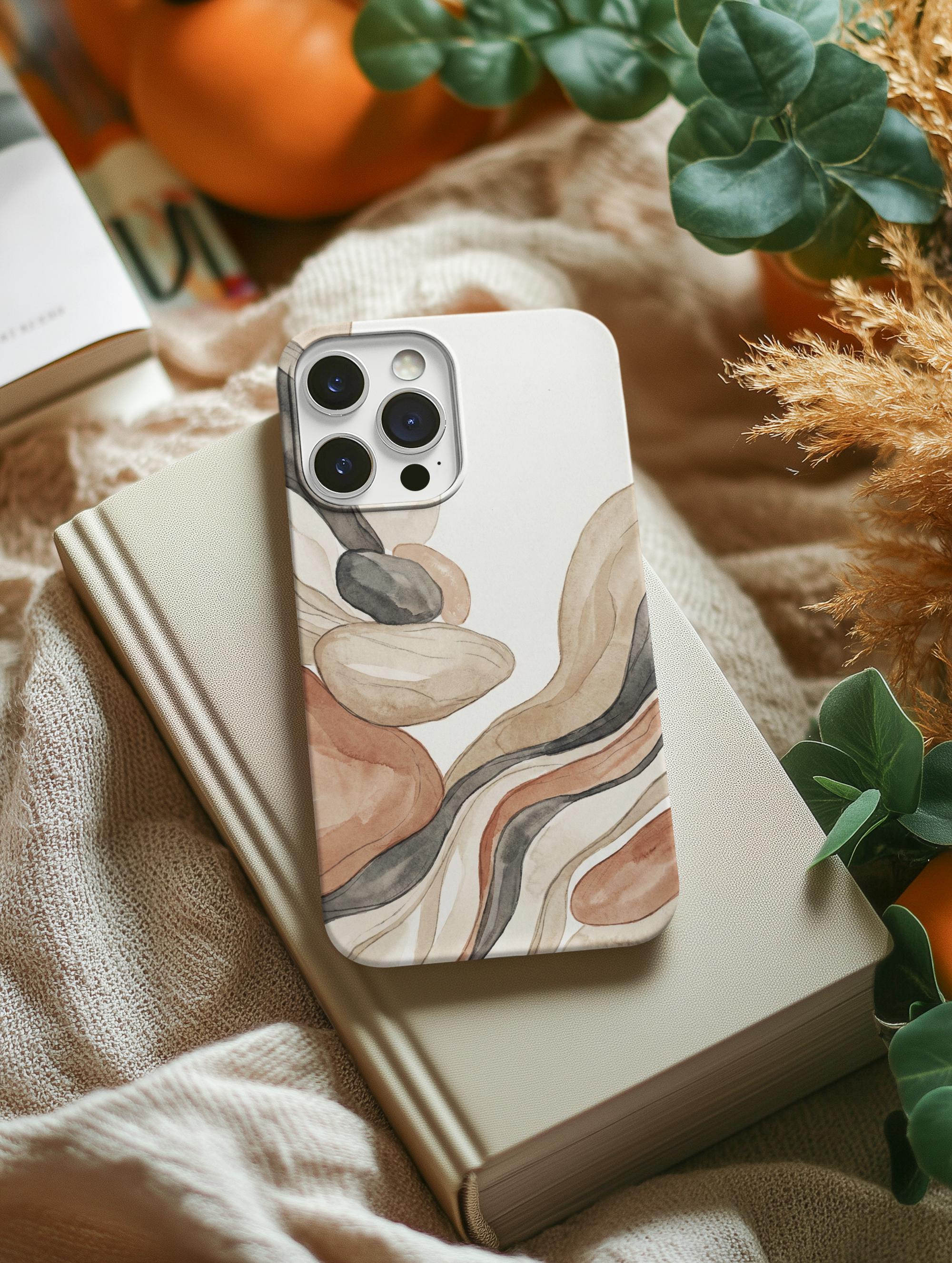 Abstract Earth Tone Waves Tough Phone Case | Neutral Marble Swirl