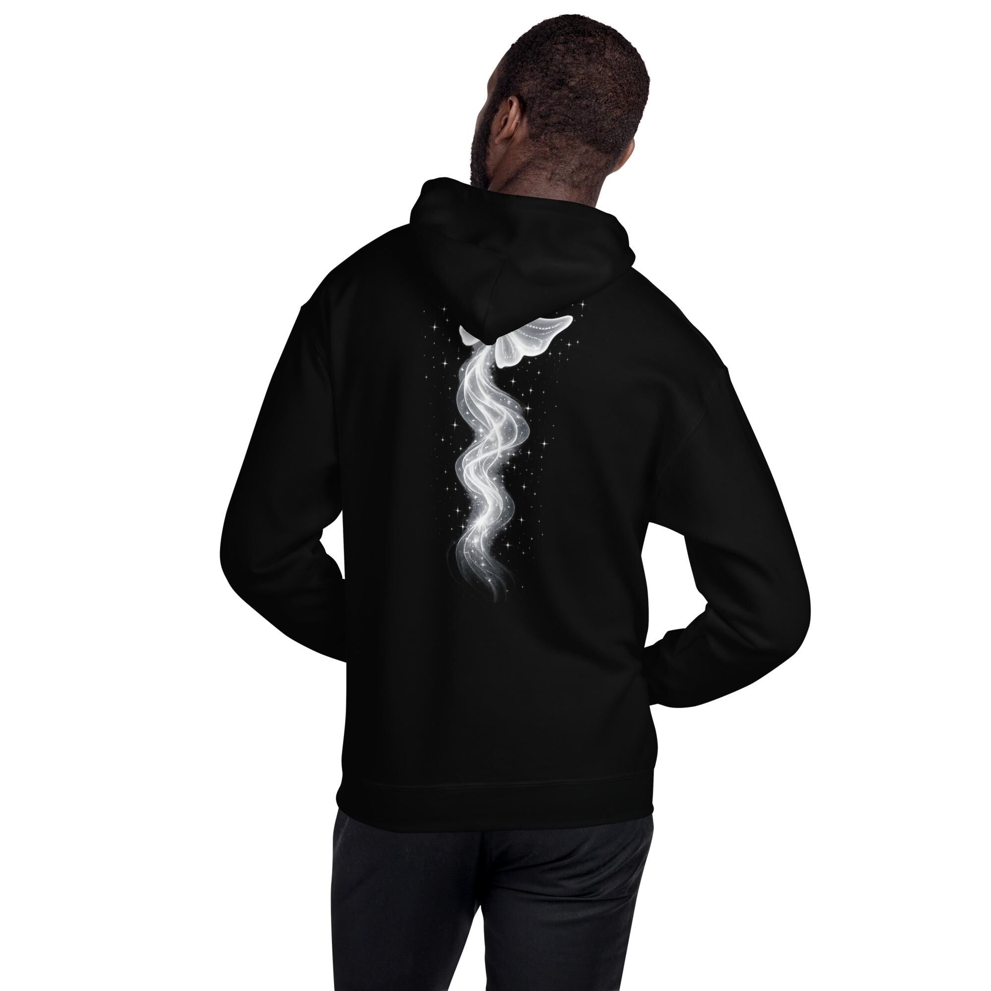 Ethereal Butterfly Hoodie  Minimal Spiritual Back Print Hoodie for Women