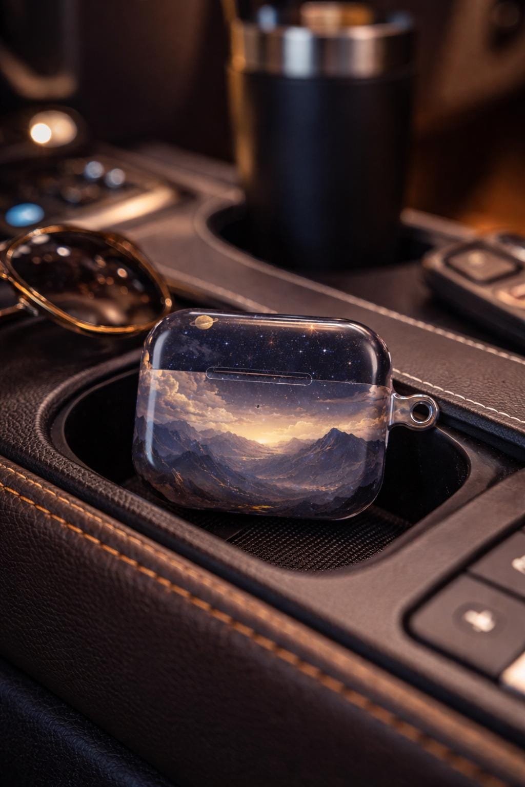 Celestial Night AirPods Case Starry Sky Mountain Landscape Design