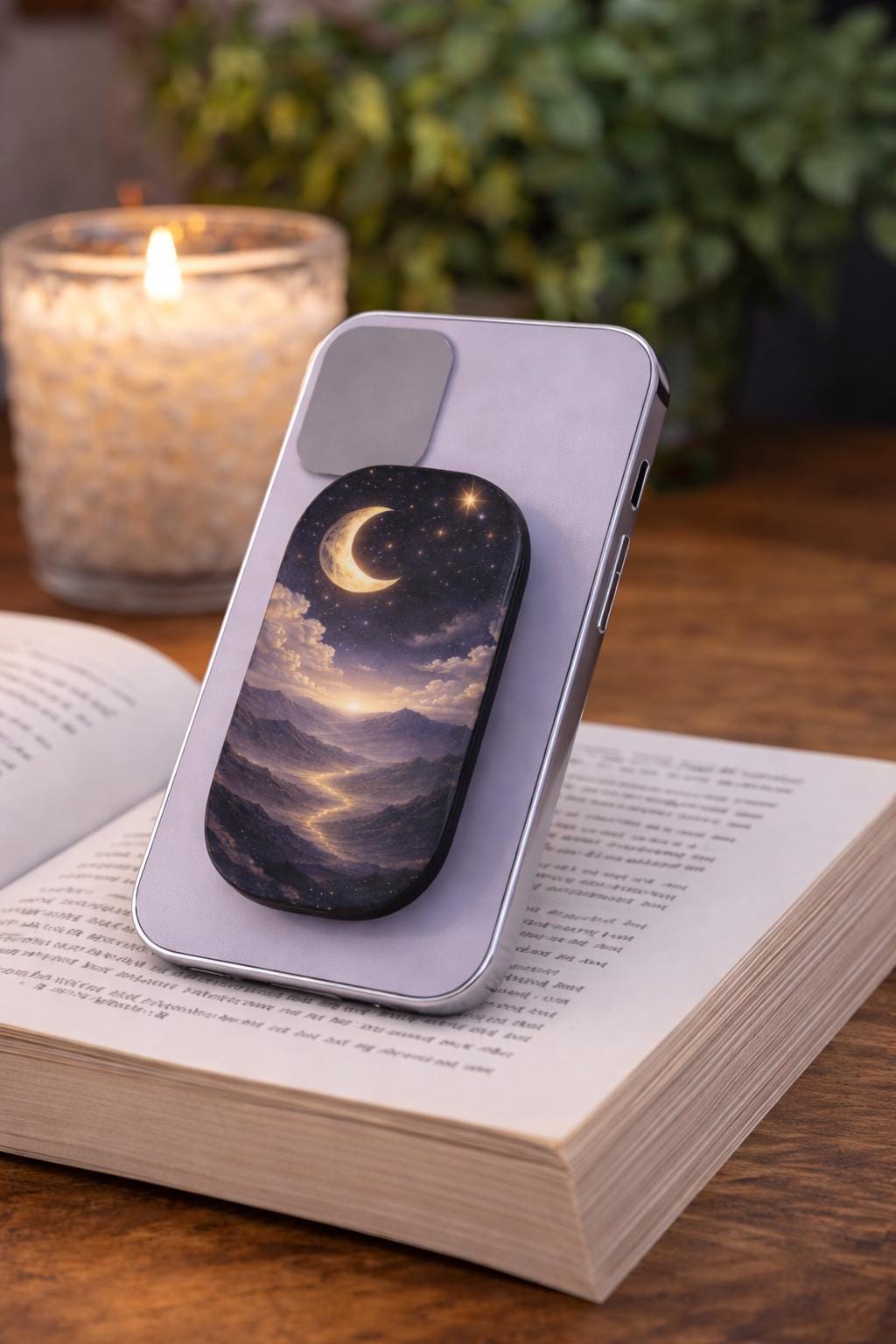 Moonlit Night Sky Phone Grip, Celestial Phone Stand