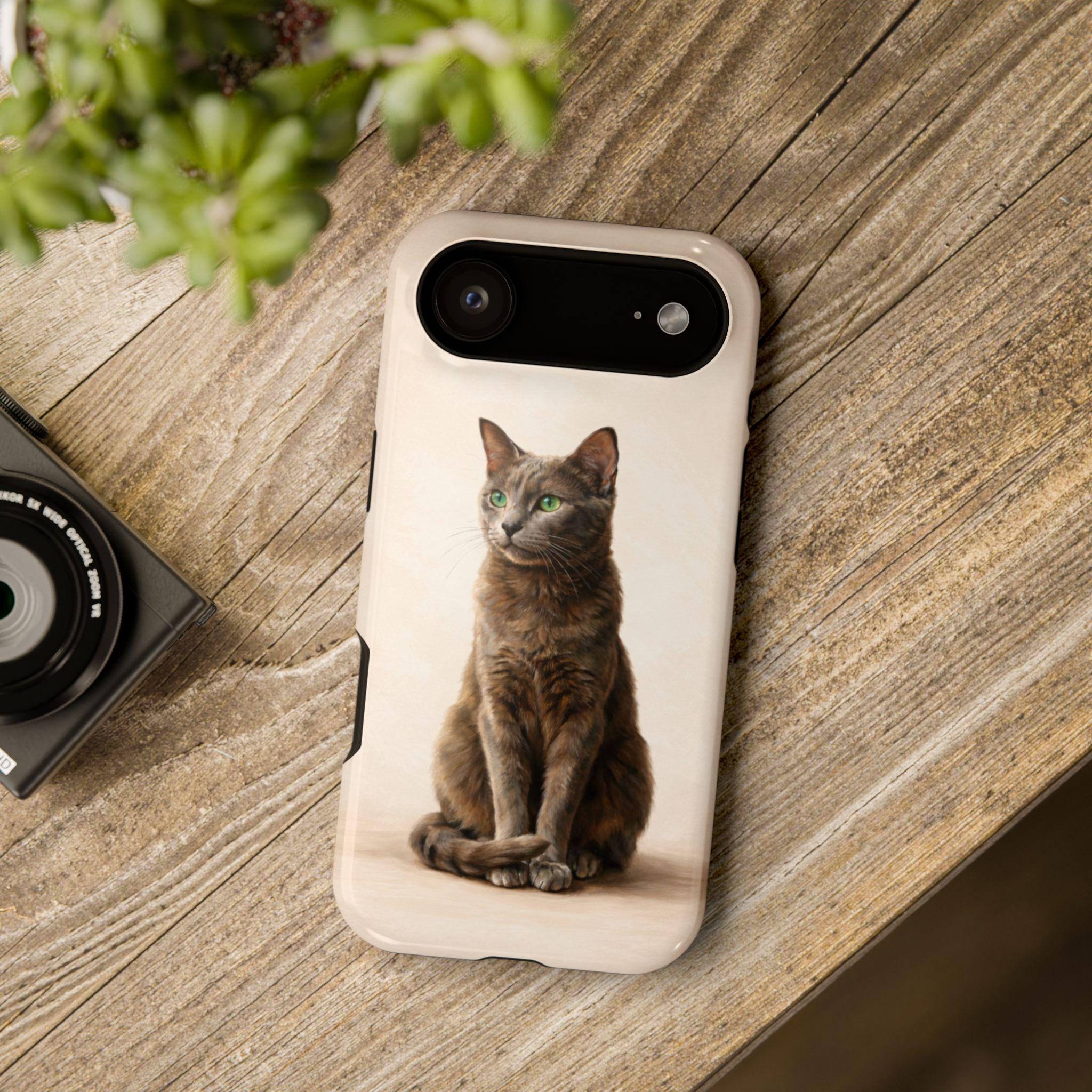 Realistic Cat iPhone Case, Elegant Beige Animal Phone Cover