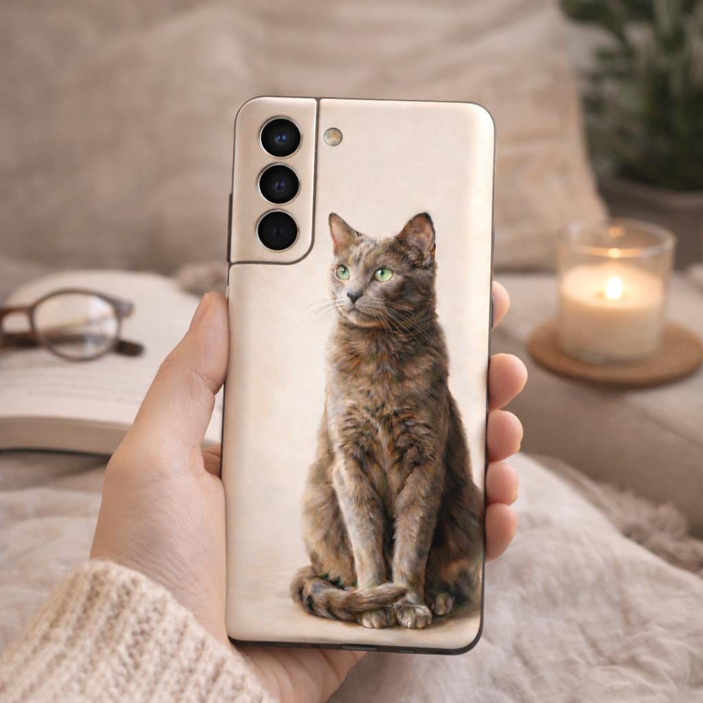 Realistic Cat iPhone Case, Elegant Beige Animal Phone Cover