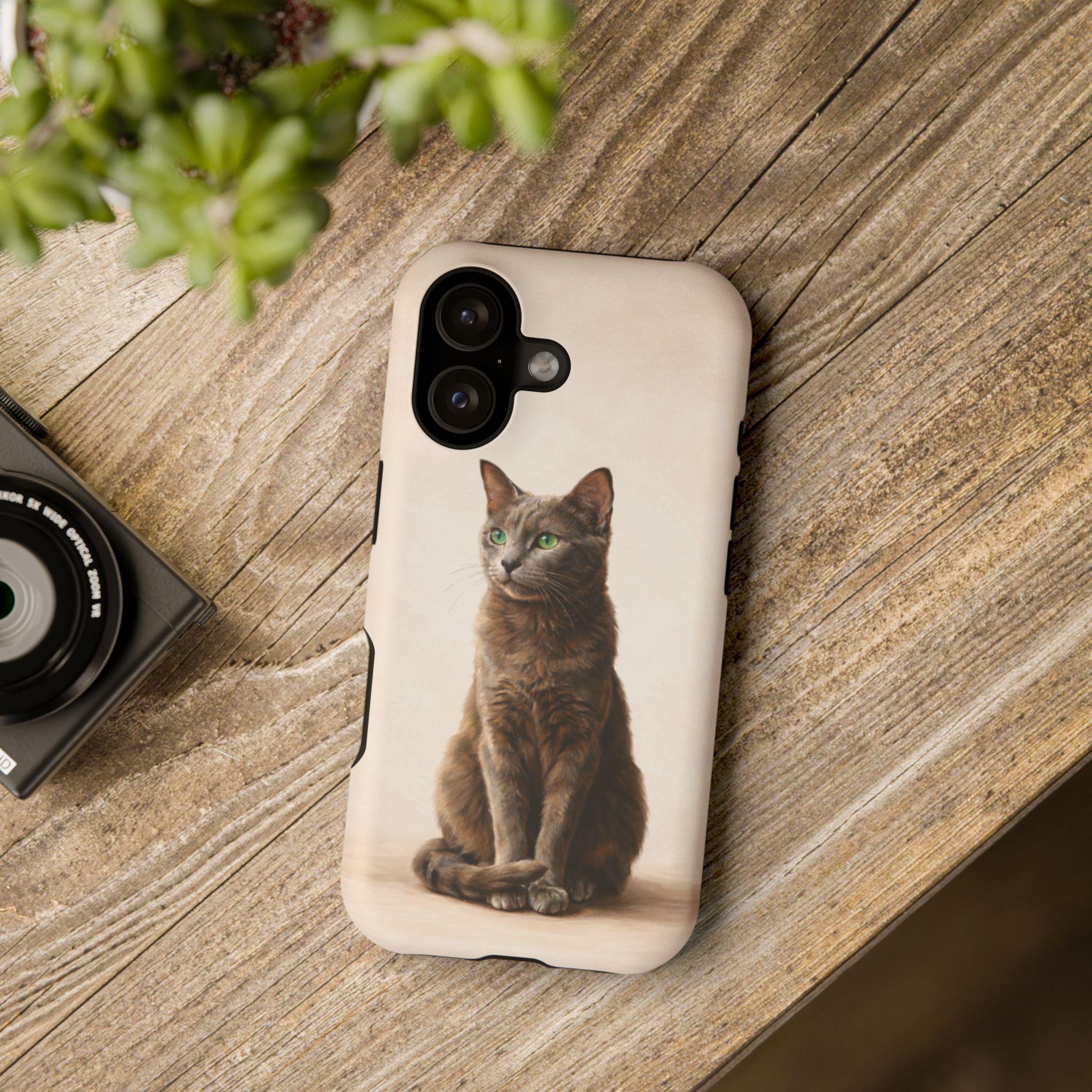 Realistic Cat iPhone Case, Elegant Beige Animal Phone Cover