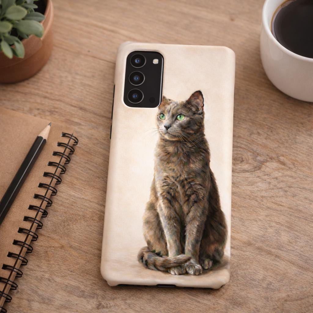 Realistic Cat iPhone Case, Elegant Beige Animal Phone Cover