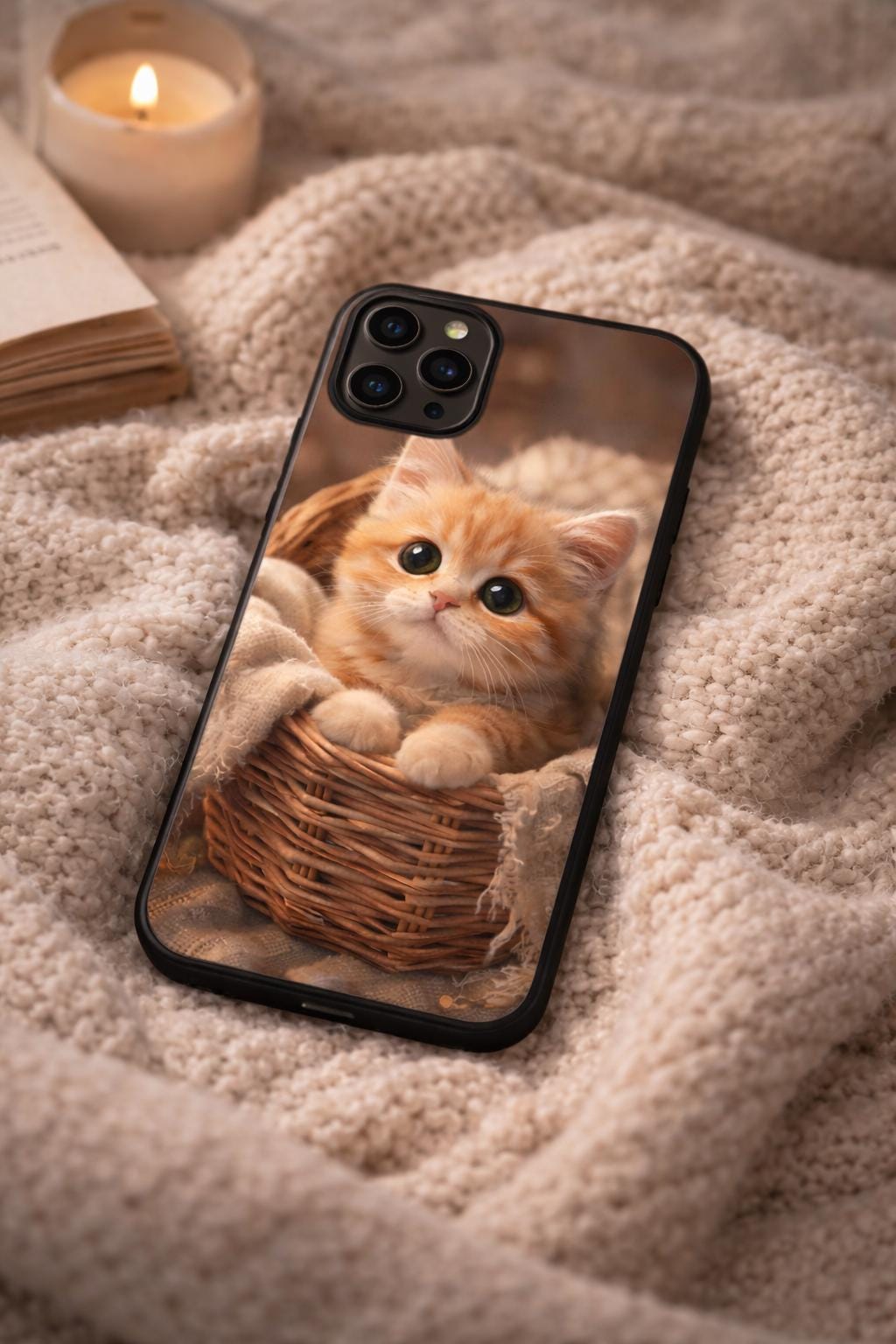 Ginger Kitten Phone Case Design – Cat in Basket (Digital Download
