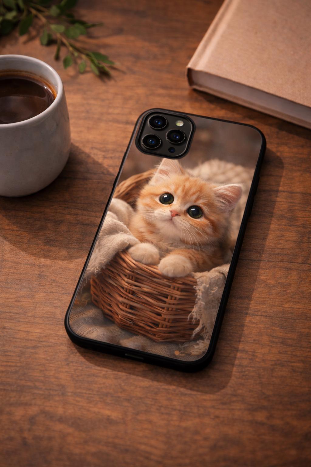 Ginger Kitten Phone Case Design – Cat in Basket (Digital Download