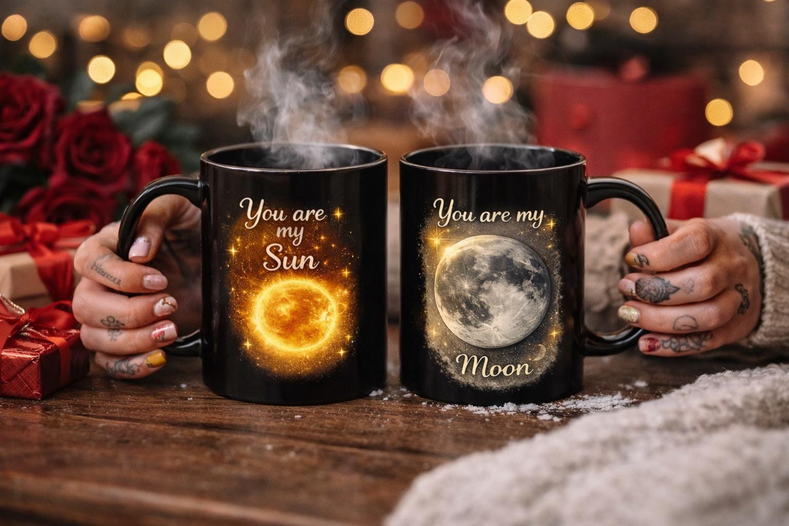 You Are My Sun & Moon Couple Mug Set , Anniversary Valentine Gift