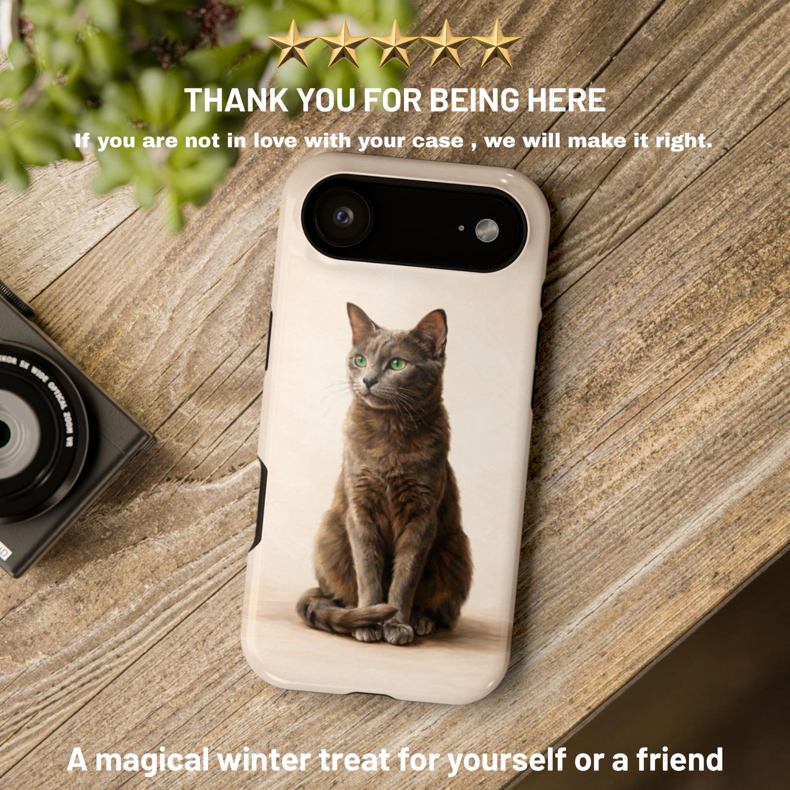 Realistic Cat iPhone Case, Elegant Beige Animal Phone Cover