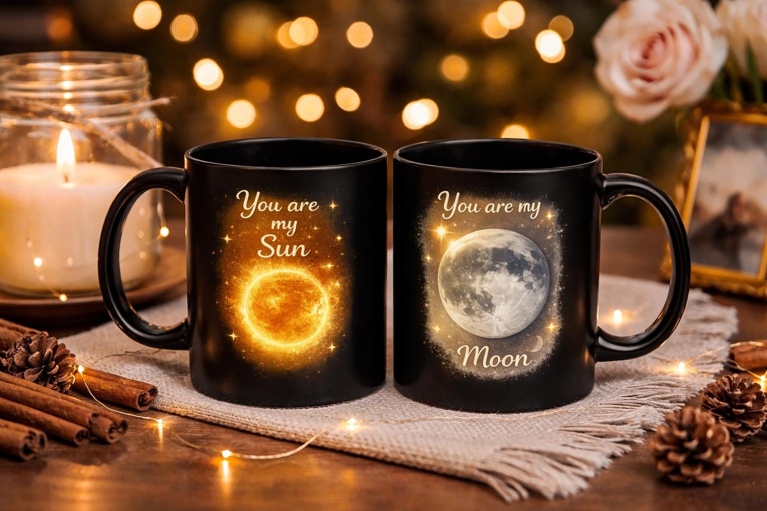 You Are My Sun & Moon Couple Mug Set , Anniversary Valentine Gift