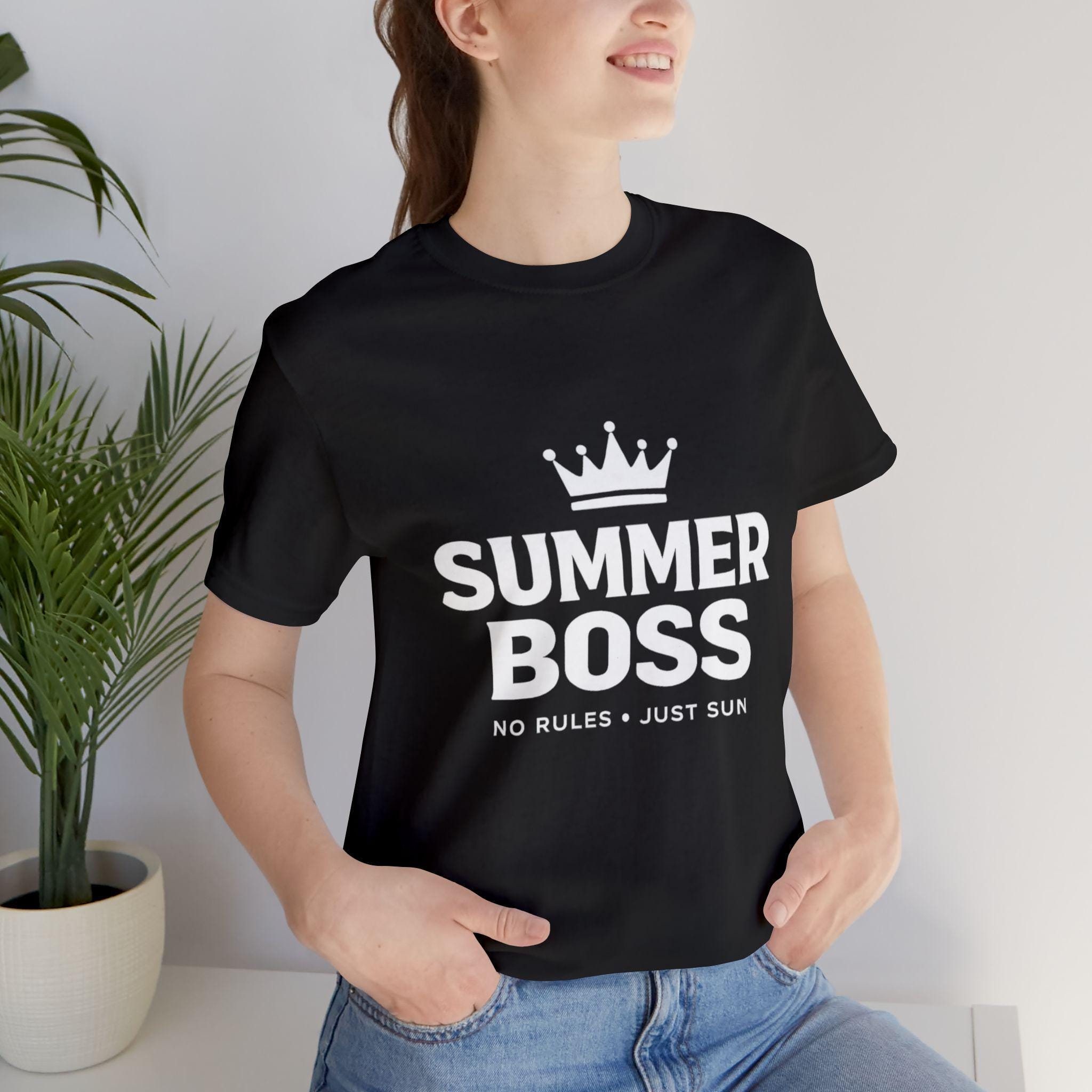 Summer Boss T-Shirt | Crown Graphic, 'No Rules Just Sun' Slogan