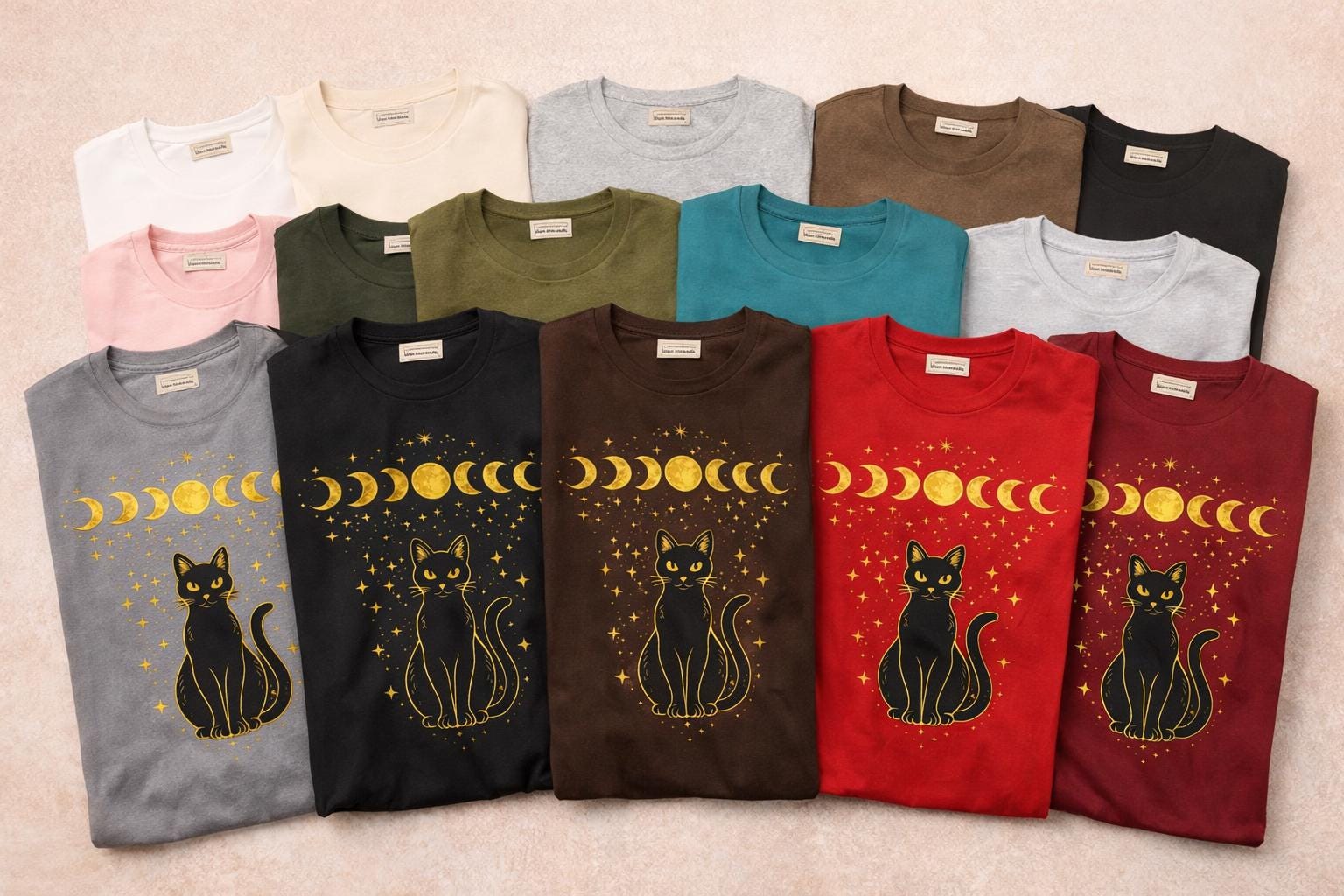 Black Cat Moon Phases Shirt, Celestial Witchy Cat Tee, Halloween Gift for Lovers