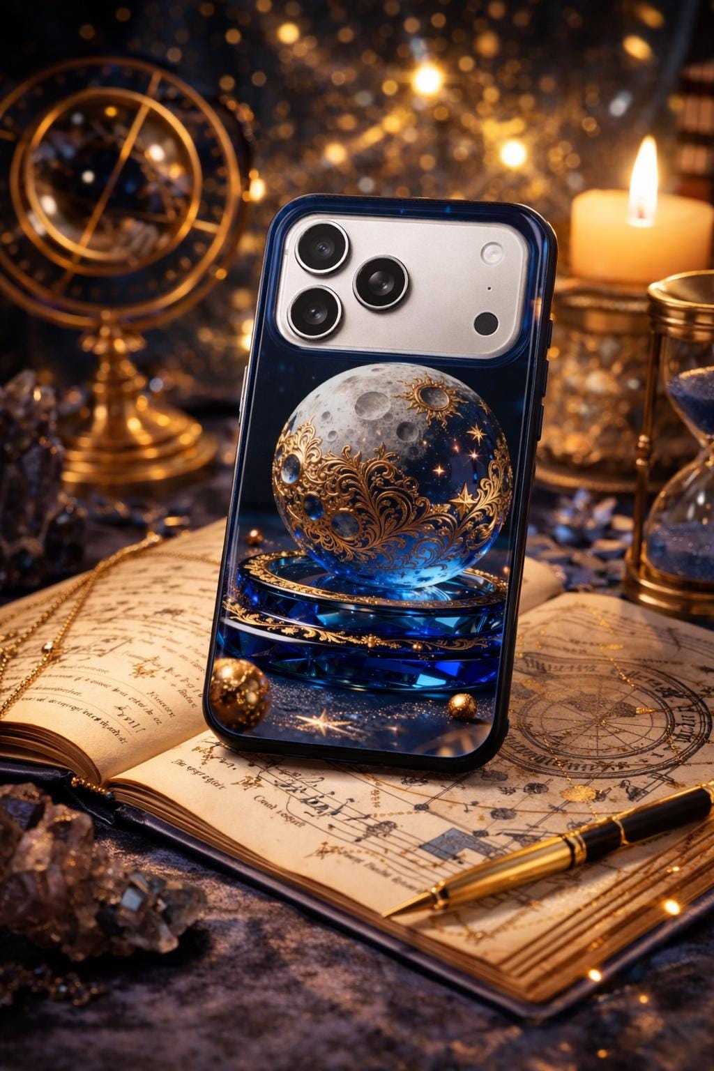 Celestial Moon iPhone Case – Gold Night Sky Galaxy Cover