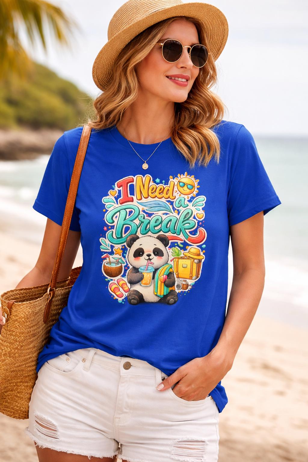 Funny Panda T-Shirt, Vacation Vibes Graphic Tee, Summer Beach Shirt