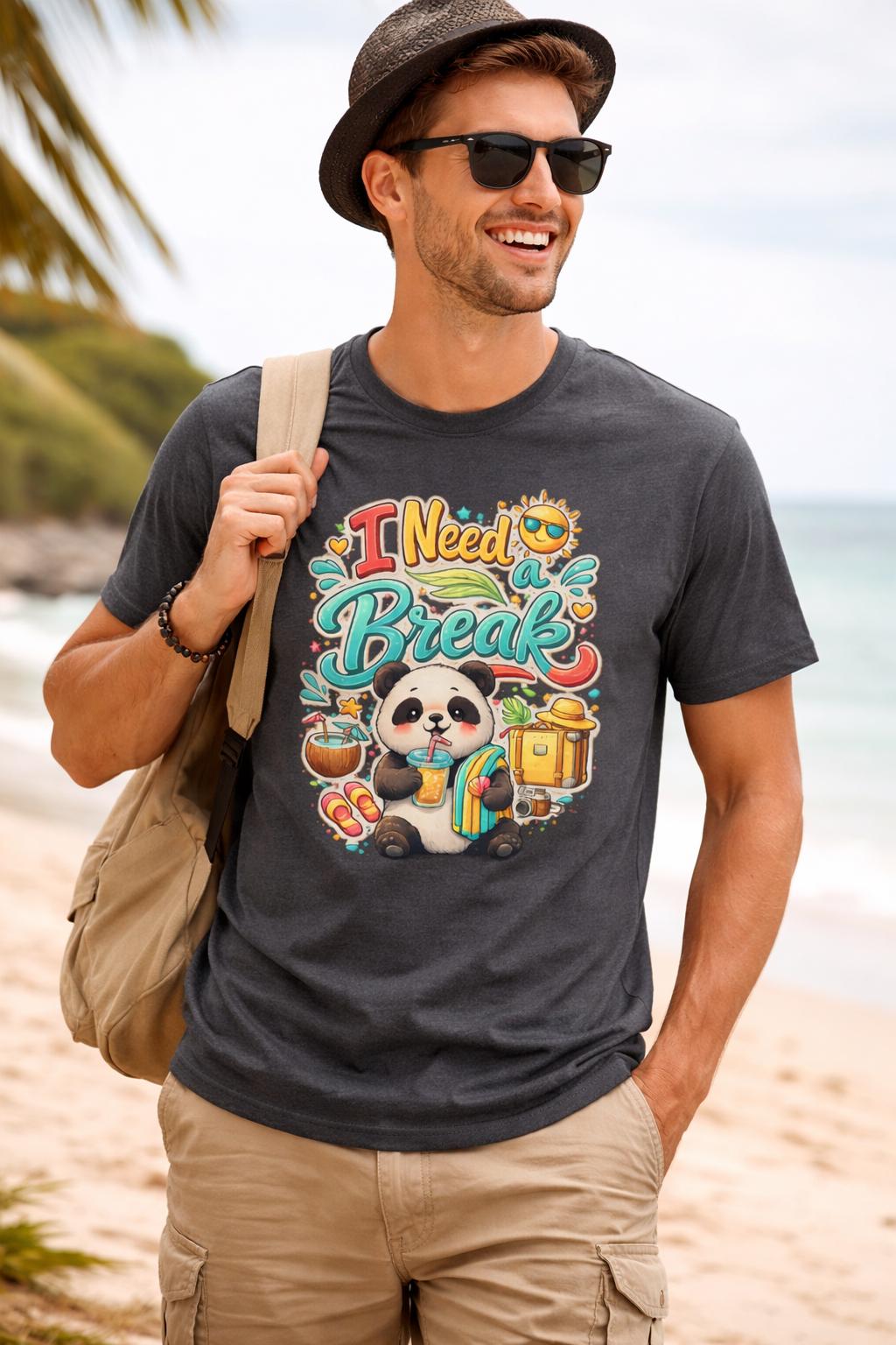 Funny Panda T-Shirt, Vacation Vibes Graphic Tee, Summer Beach Shirt