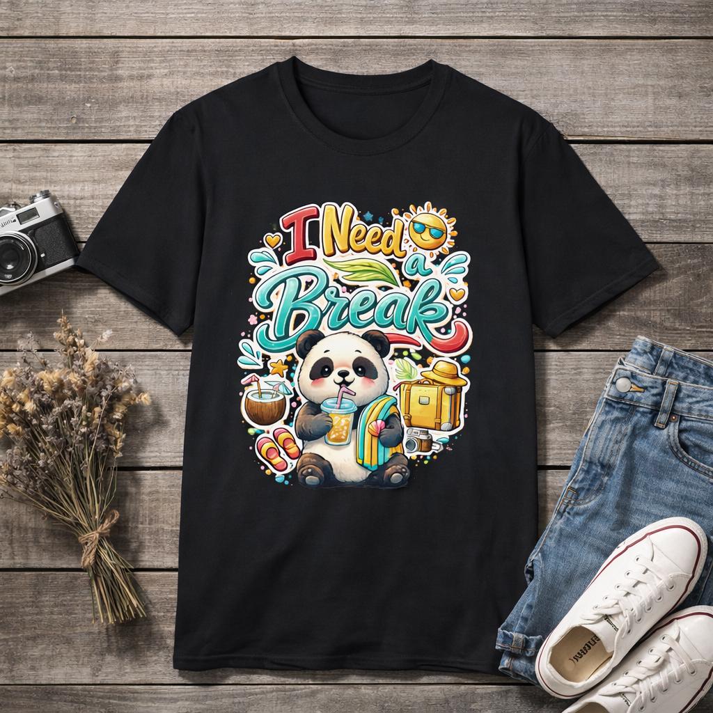 Funny Panda T-Shirt, Vacation Vibes Graphic Tee, Summer Beach Shirt