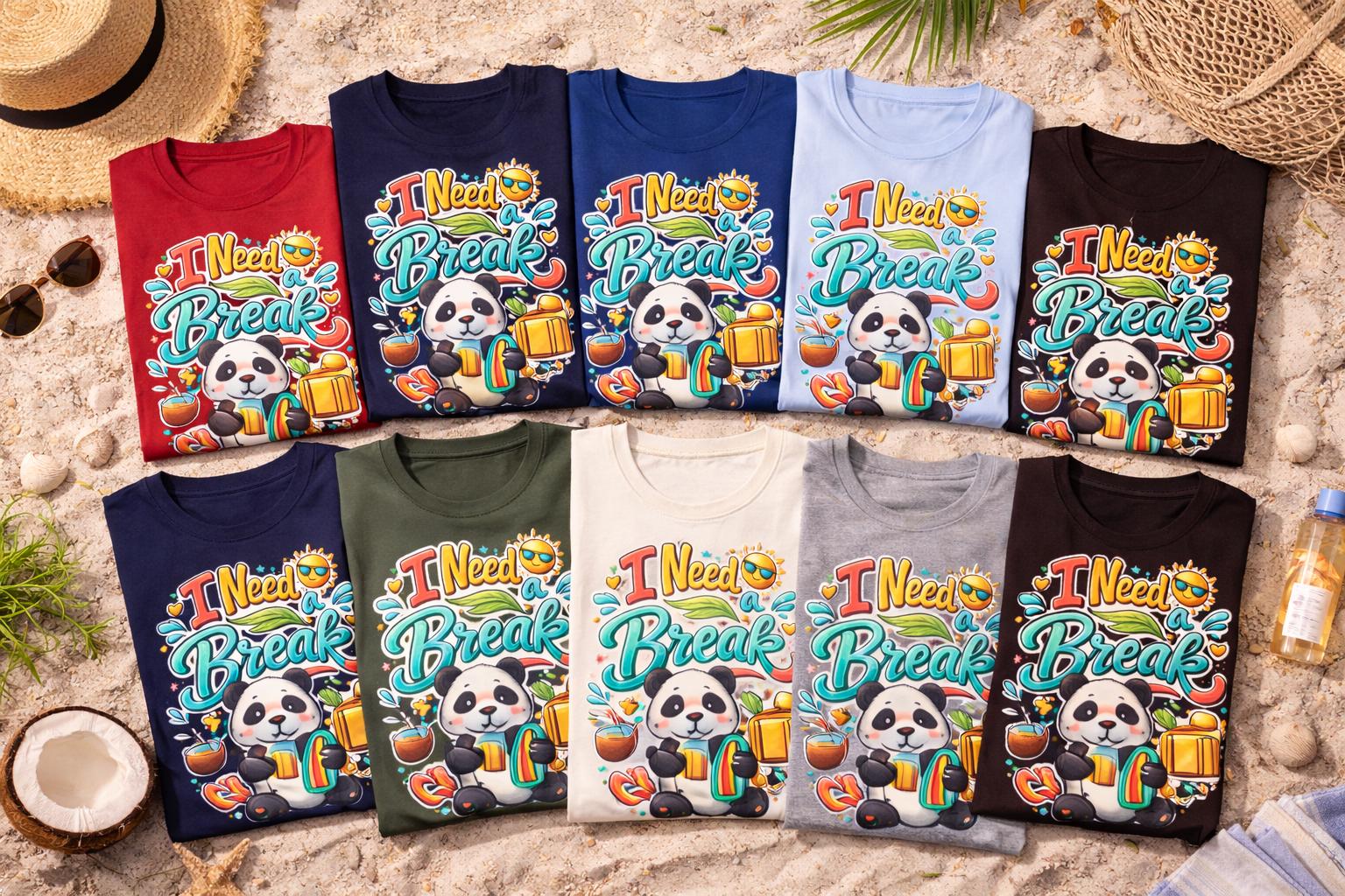 Funny Panda T-Shirt, Vacation Vibes Graphic Tee, Summer Beach Shirt
