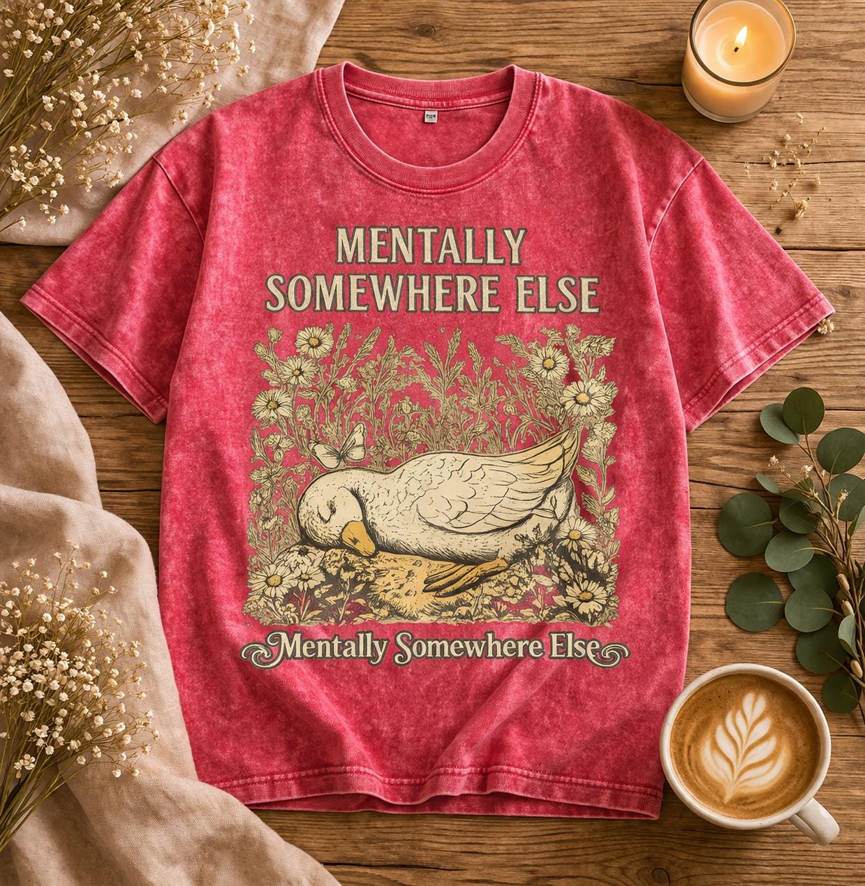 Mentally Somewhere Else Shirt, Funny Duck T-Shirt,Duck Graphic Tee,Relatable Humor Outfit