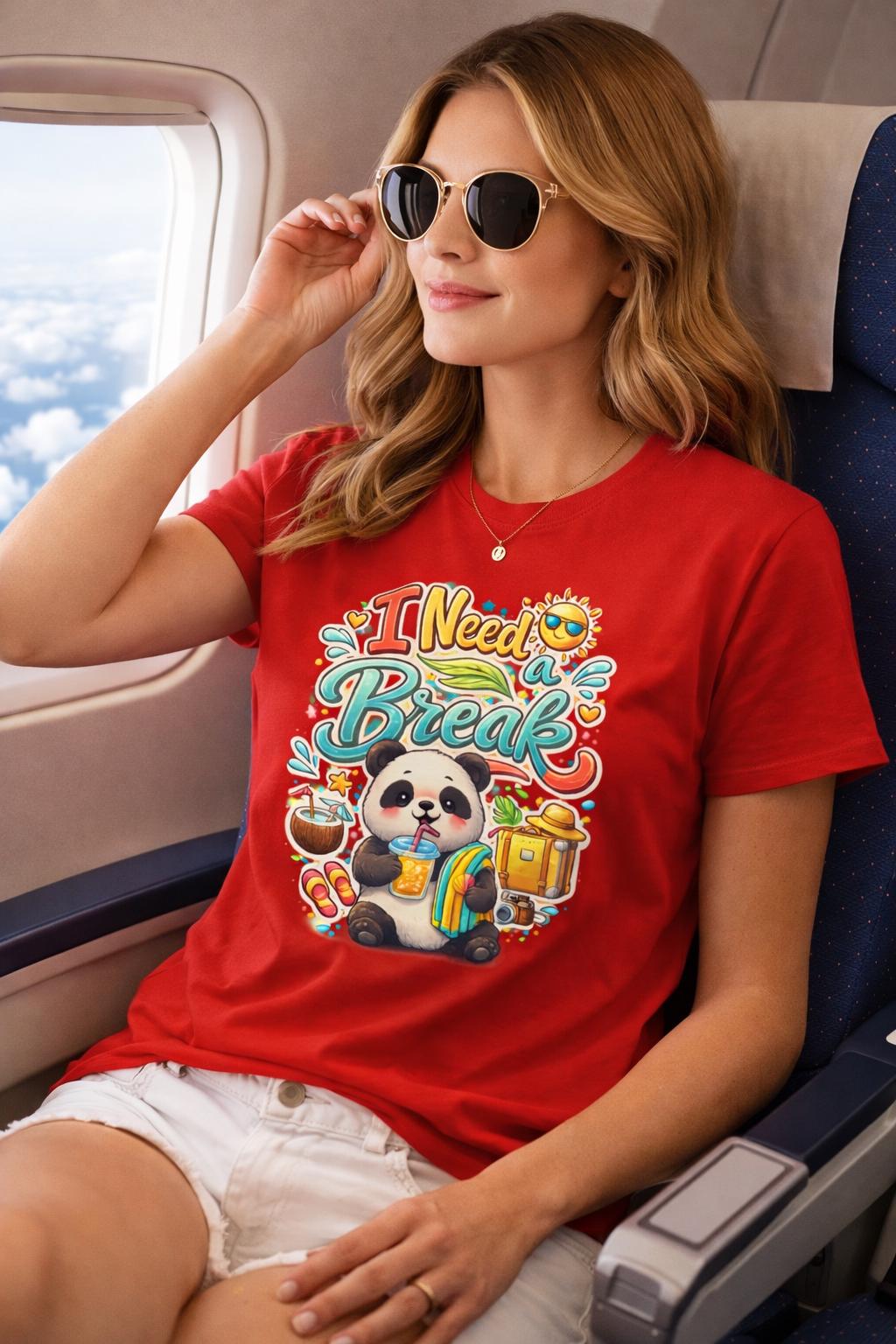 Funny Panda T-Shirt, Vacation Vibes Graphic Tee, Summer Beach Shirt