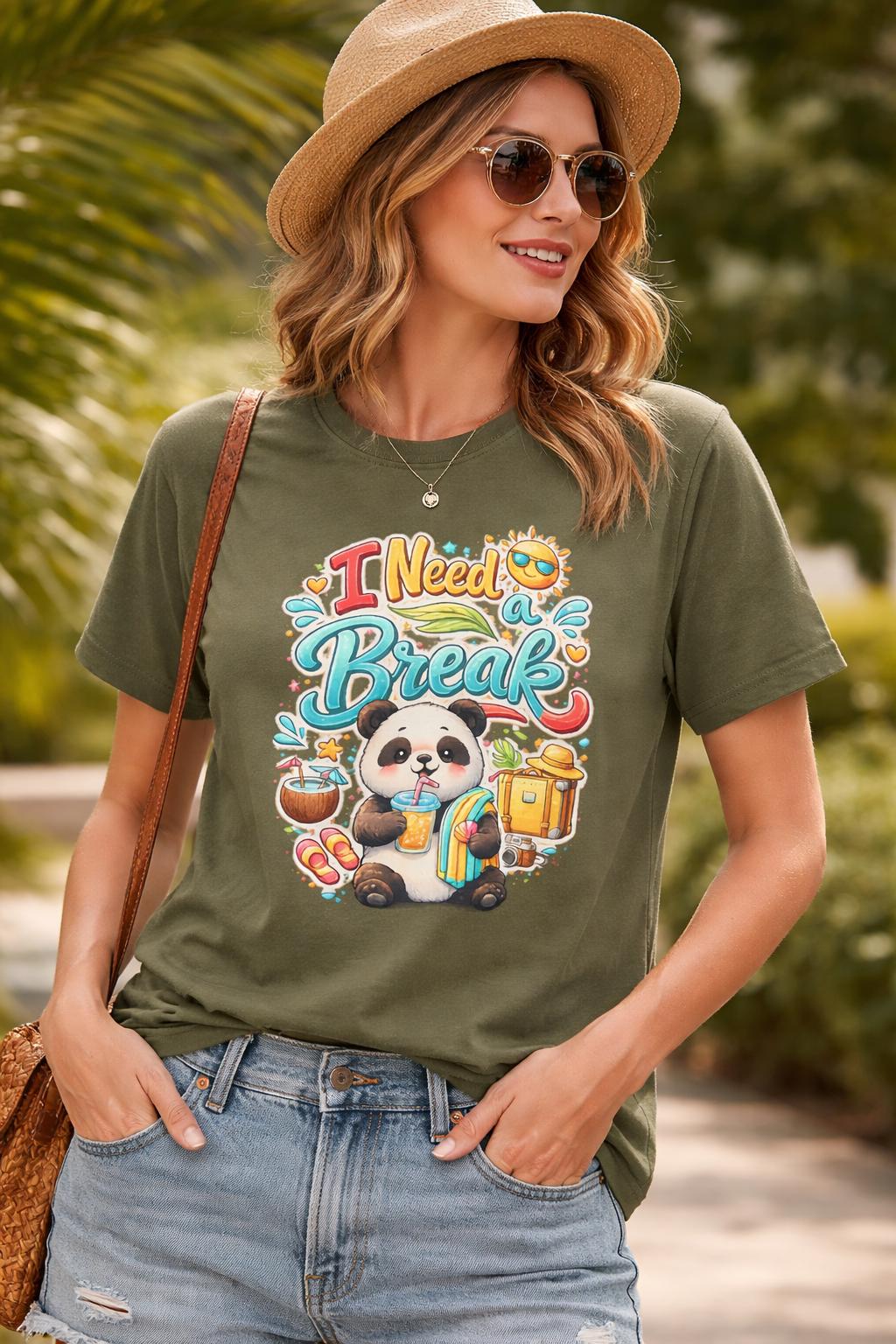 Funny Panda T-Shirt, Vacation Vibes Graphic Tee, Summer Beach Shirt