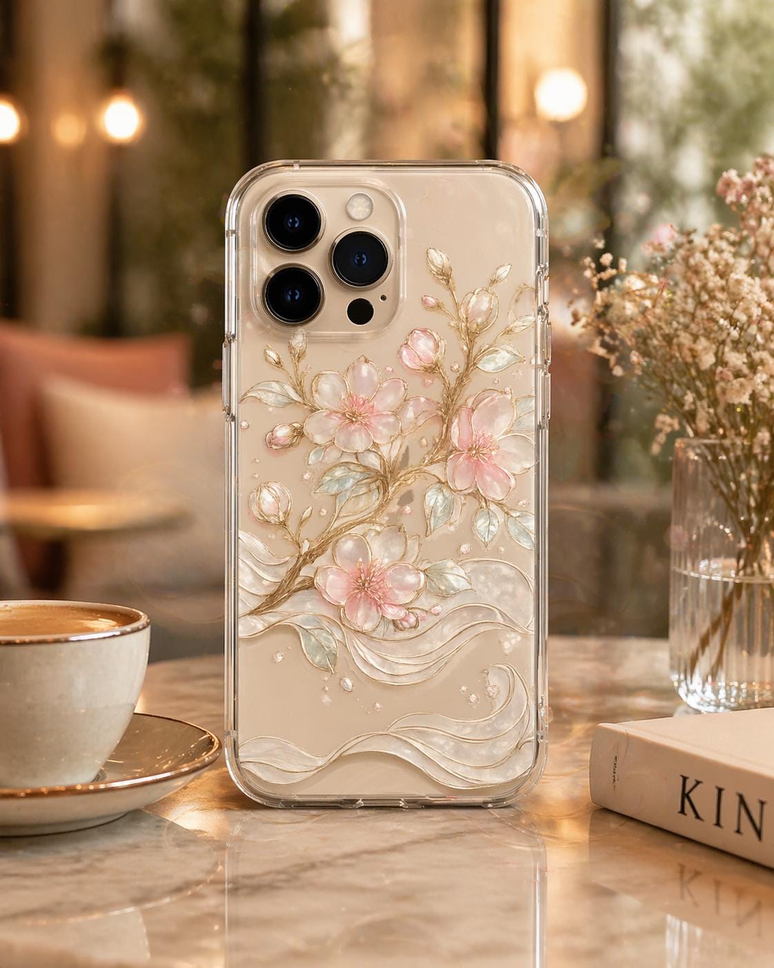 Floral iPhone Case Clear Flower Phone Case Pink Blossom Girly Cover Trendy